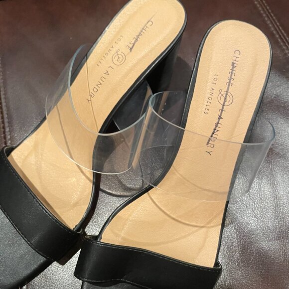 Chinese Laundry Yeah Yeah Slide Heels in Clear/black Size 8.5 - Picture 2 of 8